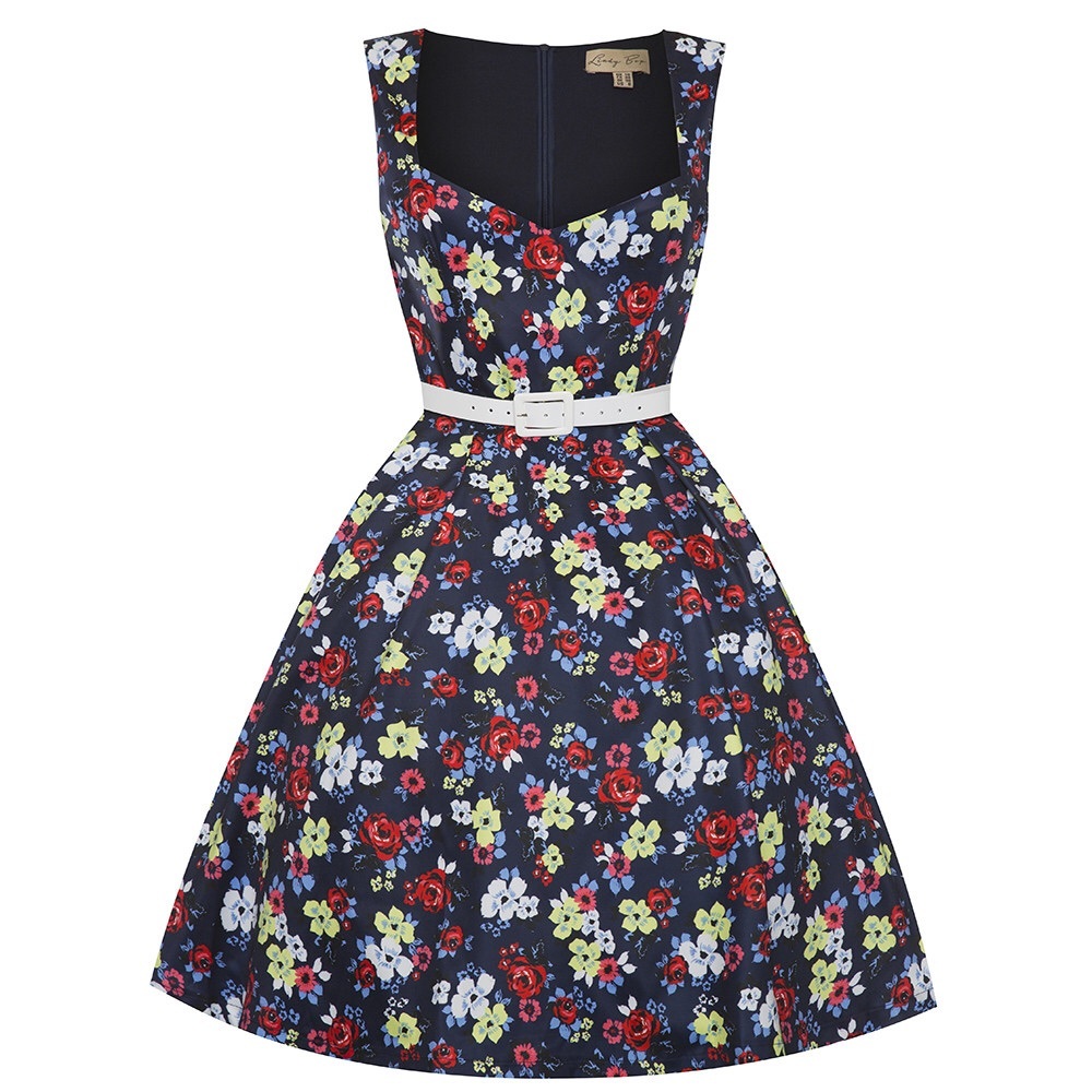 Nellie Navy Blue Floral Swing Dress